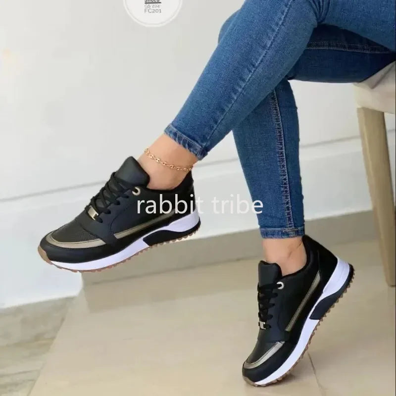 TrenLux Wear Women's Lace-Up Height-Increasing  Casual Sneakers TrenLux Wear