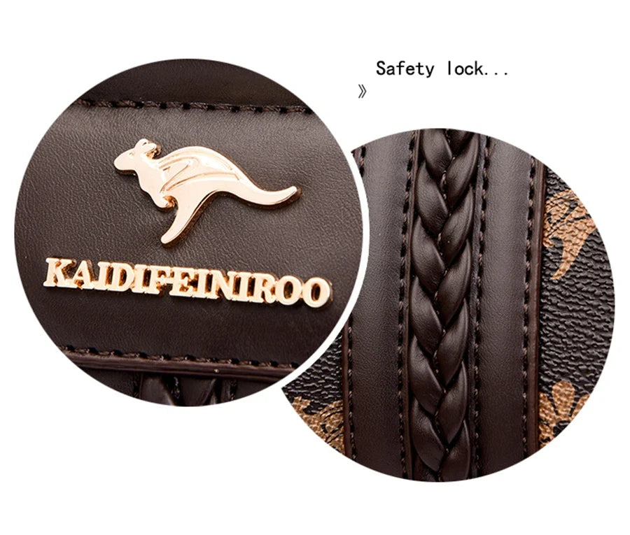 Luxury designer shoulder handbag featuring a soft leather finish and braided strap detailing. Includes a safety lock.