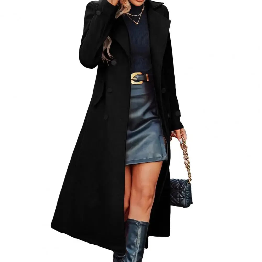 TrenLux Wear Women's Long Double-Breasted Wool Peacoat — Classic Winter Overcoat, Sizes S–XL TrenLux Wear