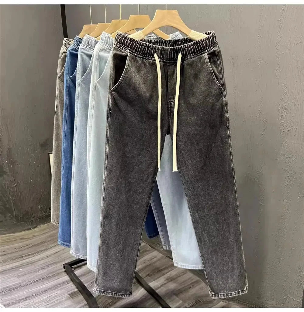 Men's vintage loose straight leg jeans by TrendLux Wear made of durable cotton denim, casual spring and autumn wear.