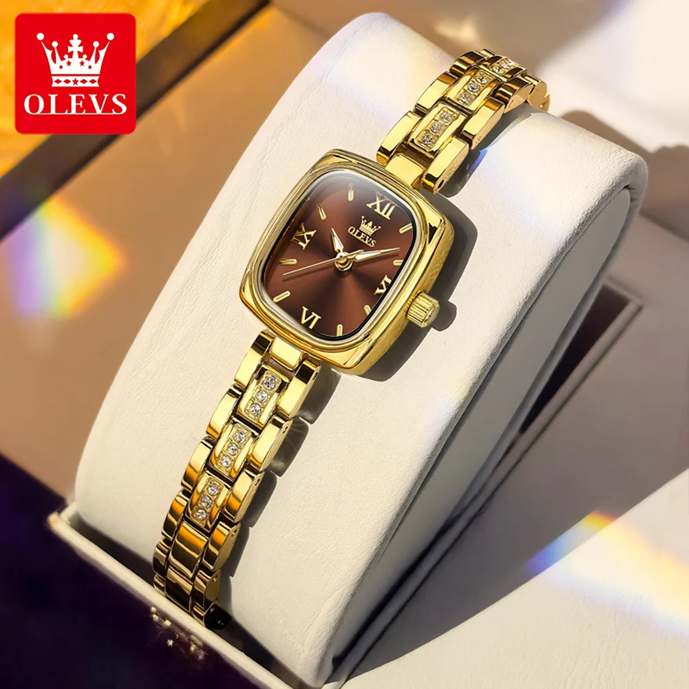 TrendLux OLEVS Women's Luxury Square Bracelet Luminous Waterproof Quartz Dress Watch
