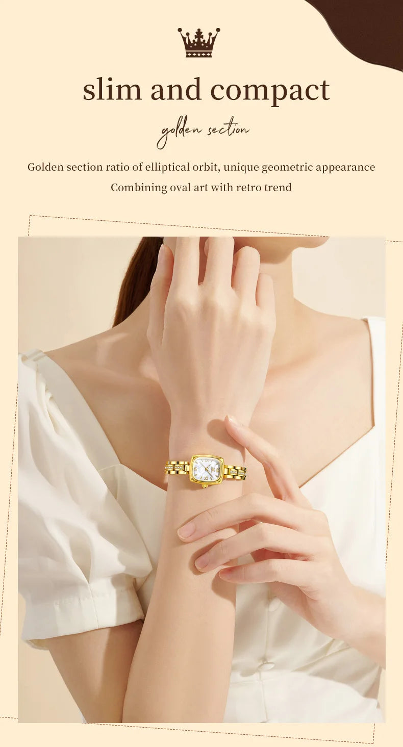TrendLux OLEVS Women's Luxury Square Bracelet Luminous Waterproof Quartz Dress Watch