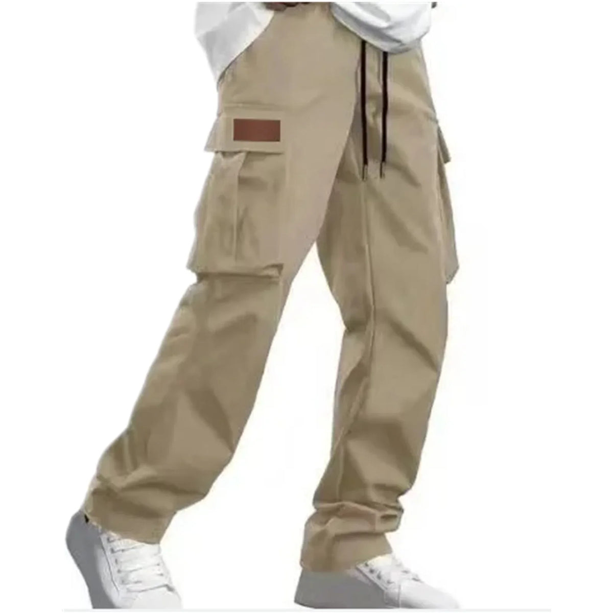 Men's loose straight cargo pants by TrendLux Wear, multi-pocket workwear trousers in a durable fabric, shown in dark gray.