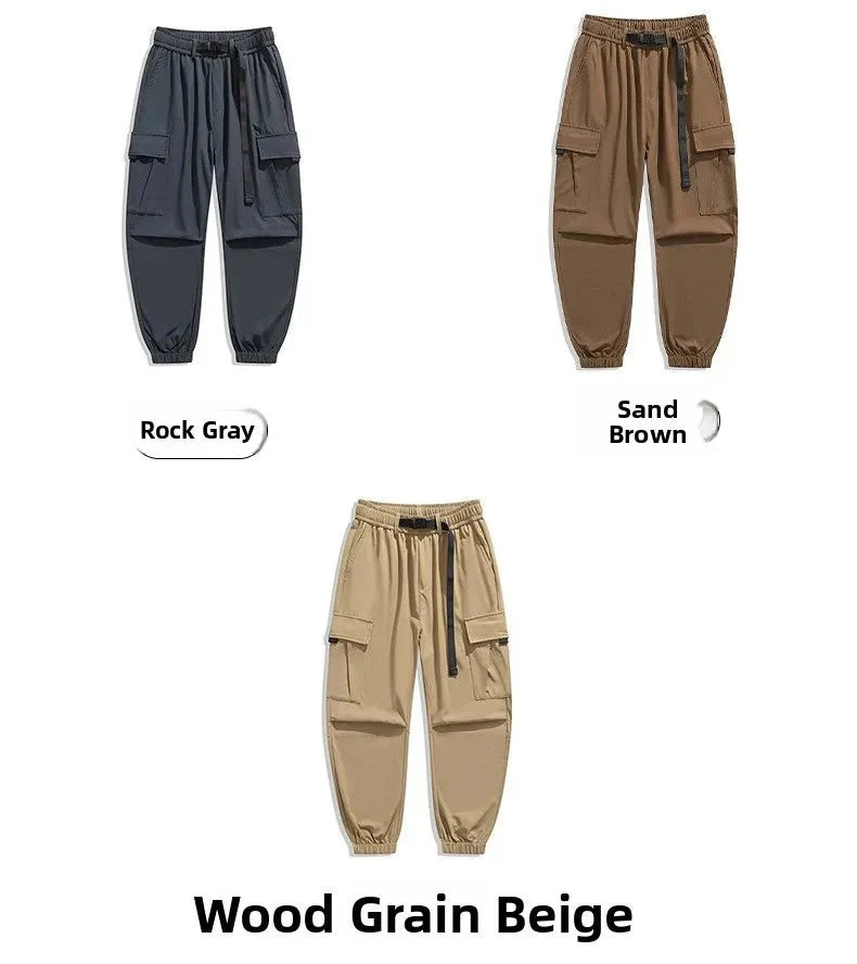 Men's wide leg casual trousers by TrendLux Wear featuring a loose fit, multi-pocket design, available in six colors.