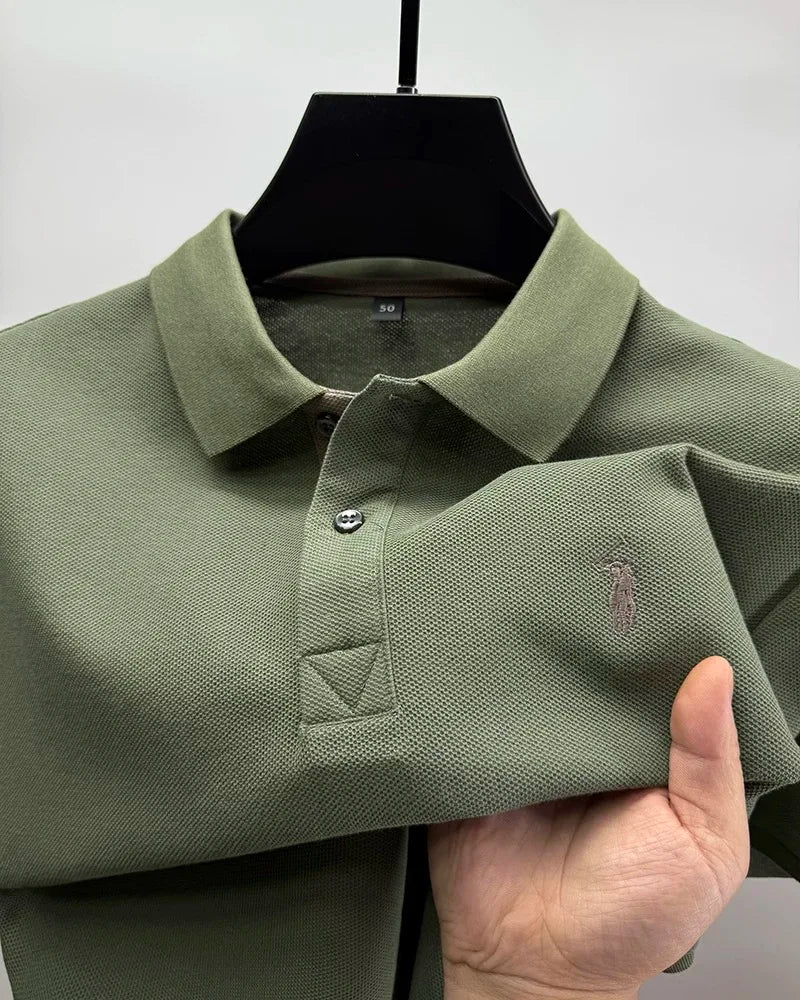 Men's Smart-Casual Embroidered Cotton Polo