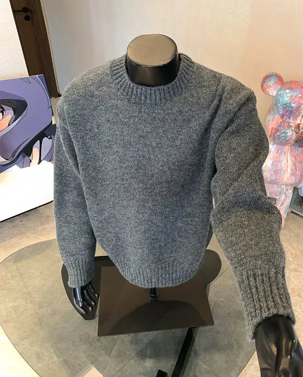 Men's cashmere-blend round neck pullover sweater by TrendLux Wear in five colors, featuring a cozy autumn winter knit design.
