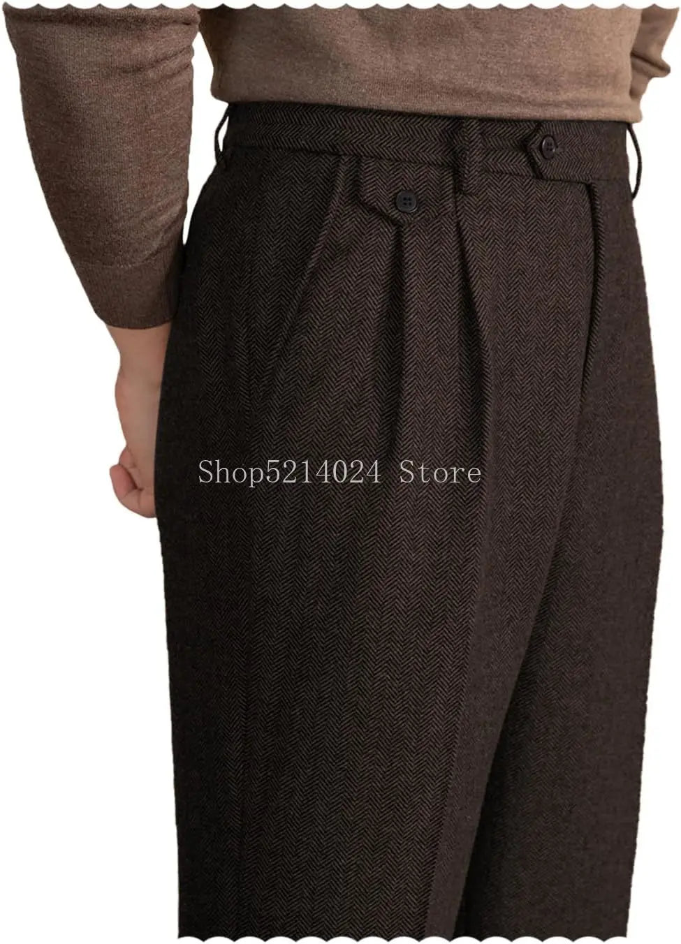 Men's Vintage Herringbone Dress Trousers