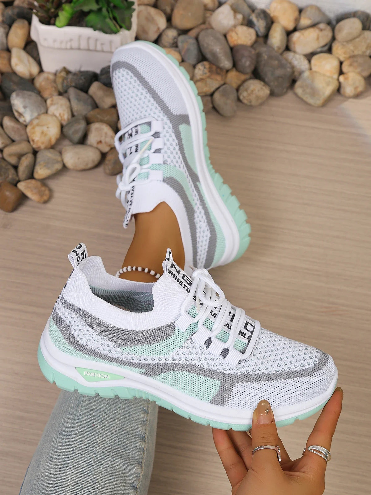 Women's Two-Tone Casual Sneakers | Lace-Up Fabric Low-Top Shoes | Summer 2026 - TrendLux Wear