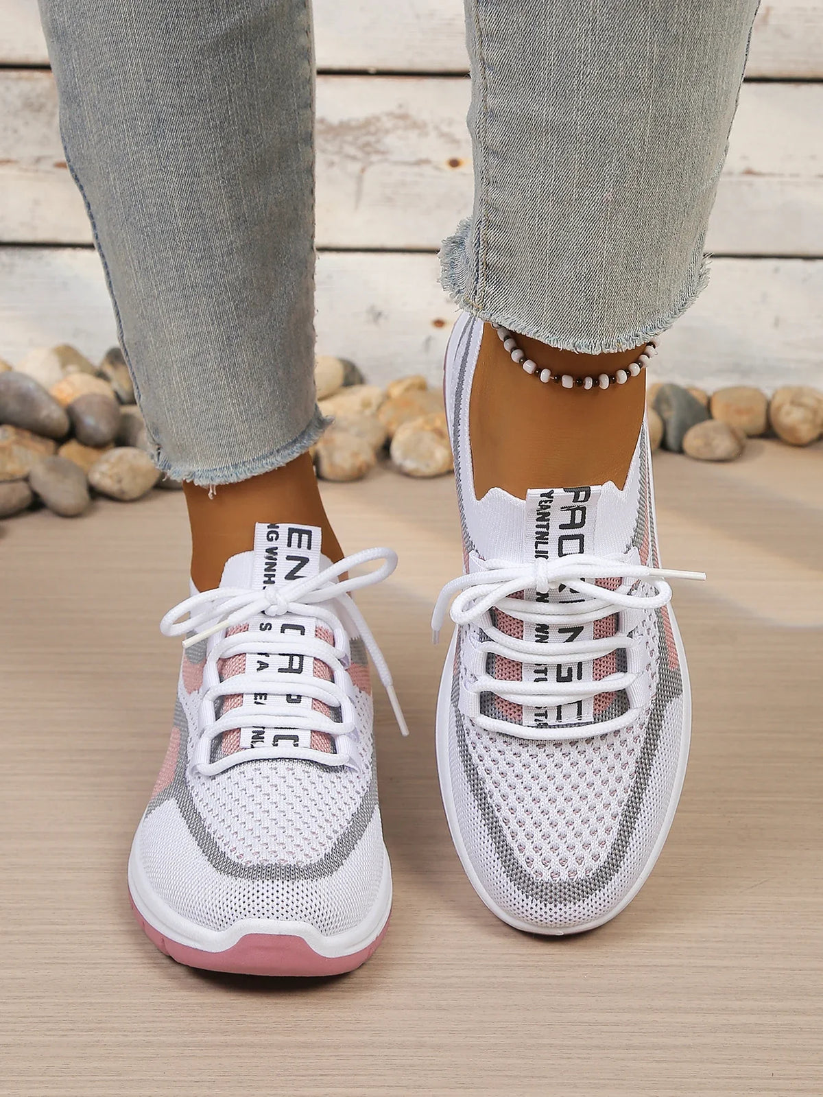 Women's Two-Tone Casual Sneakers | Lace-Up Fabric Low-Top Shoes | Summer 2026 - TrendLux Wear