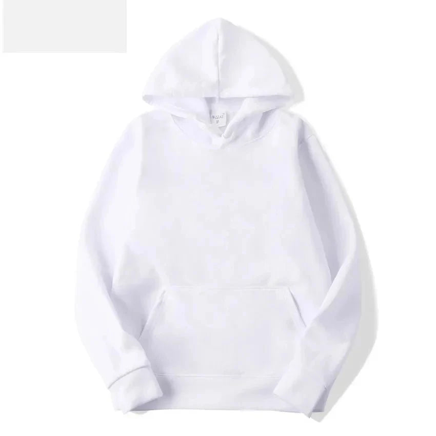 Unisex plus size heavyweight American high street hoodie by TrendLux Wear, fleece pullover in black with front pocket.