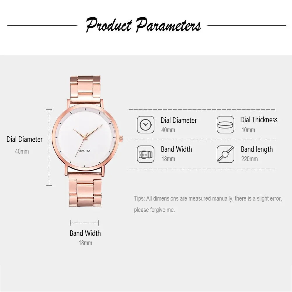 Women's rose gold stainless steel watch by TrendLux Wear with a sleek, elegant design and a polished finish.