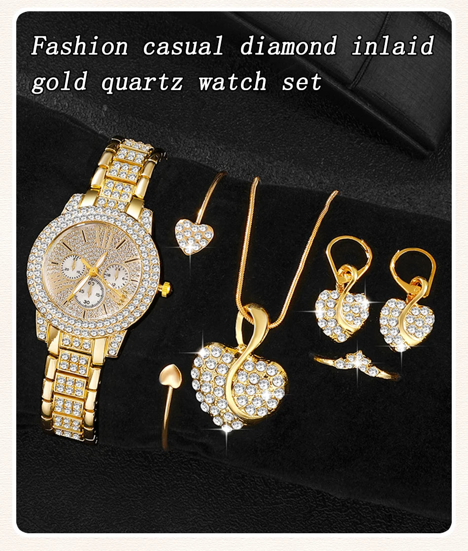 TrenLux Wear Women's Rhinestone Quartz Watch & Jewellery Set. TrenLux Wear