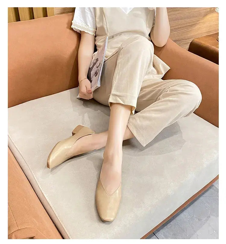TrenLux Wear Women's Round-Toe Leather Loafer Flats — Versatile Slip-On Casual Shoes TrenLux Wear