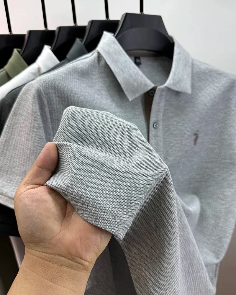 Men's Smart-Casual Embroidered Cotton Polo