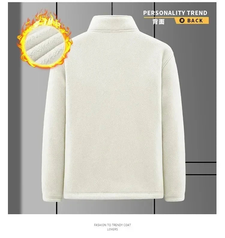 Men's fleece-lined winter hooded jacket by TrendLux Wear, zip-up casual coat in plus sizes S-6XL, showing front view with hood
