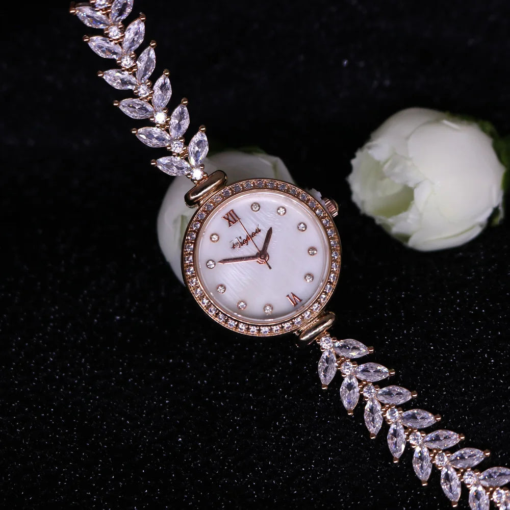 TrendLux Women's Crystal Claw-Setting Luxury Quartz Jewelry Bracelet Wristwatch
