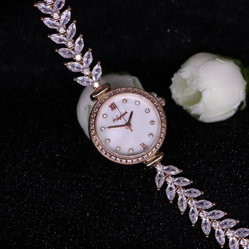 Women's crystal claw-setting luxury quartz bracelet wristwatch by TrendLux Wear, featuring a stylish design with sparkling crystal accents.