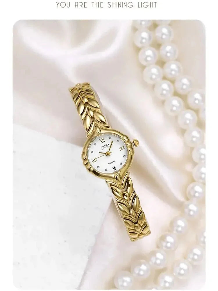 Elegant oval alloy bracelet watch for women with adjustable clasp, stylish accessory by TrendLux Wear.