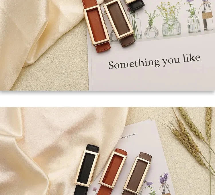 Women's genuine leather belt with metal buckle from TrendLux Wear, featuring a stylish strap for jeans and dresses.