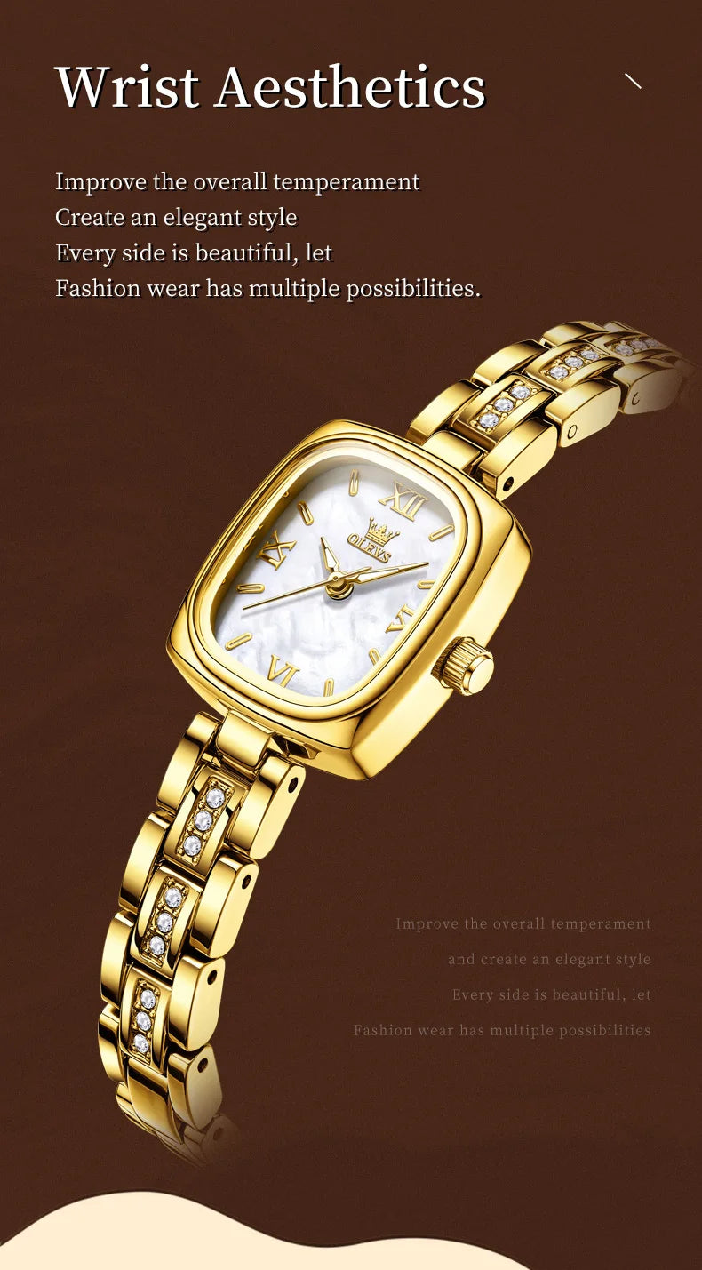 TrendLux OLEVS Women's Luxury Square Bracelet Luminous Waterproof Quartz Dress Watch