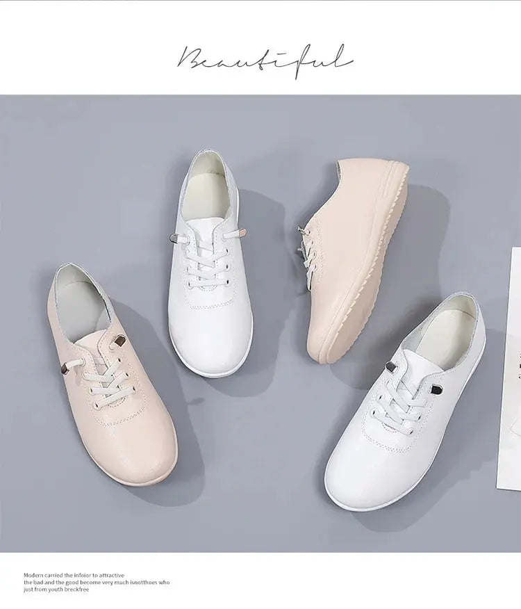 TrenLux Wear Women's Lace-Up Leather Loafers — Soft Moccasin Flat Shoes for Spring & Autumn TrenLux Wear