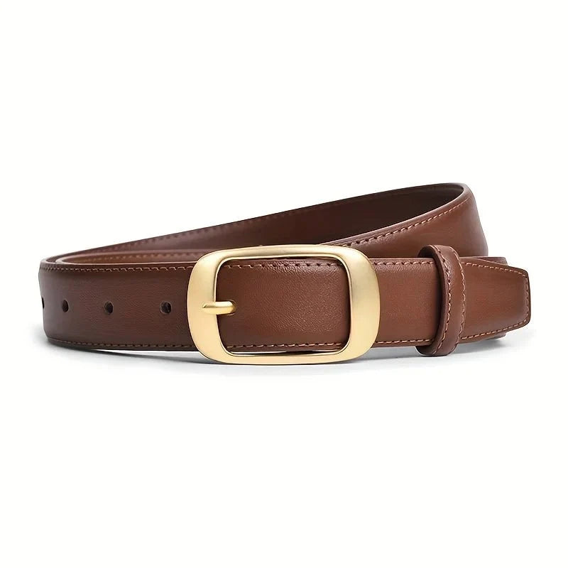 Women's PU leather belt by TrendLux Wear featuring a sleek, versatile design with a classic buckle.