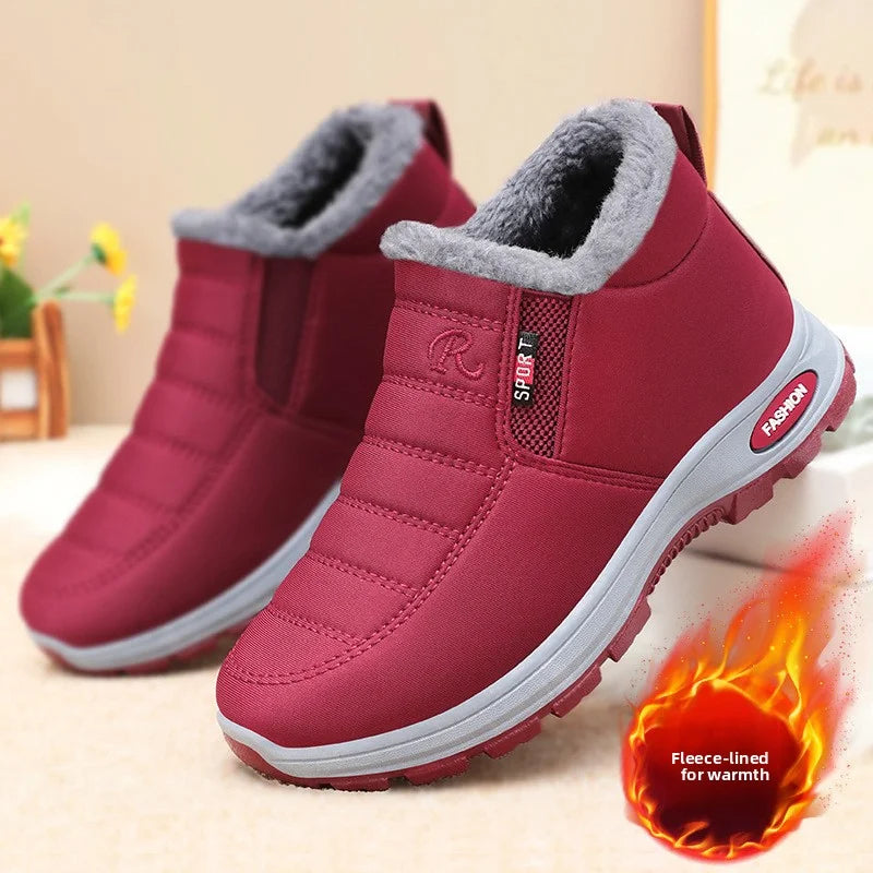 Women’s Plush Winter Snow Boots – Warm Slip-On Ankle Booties with Rubber Sole