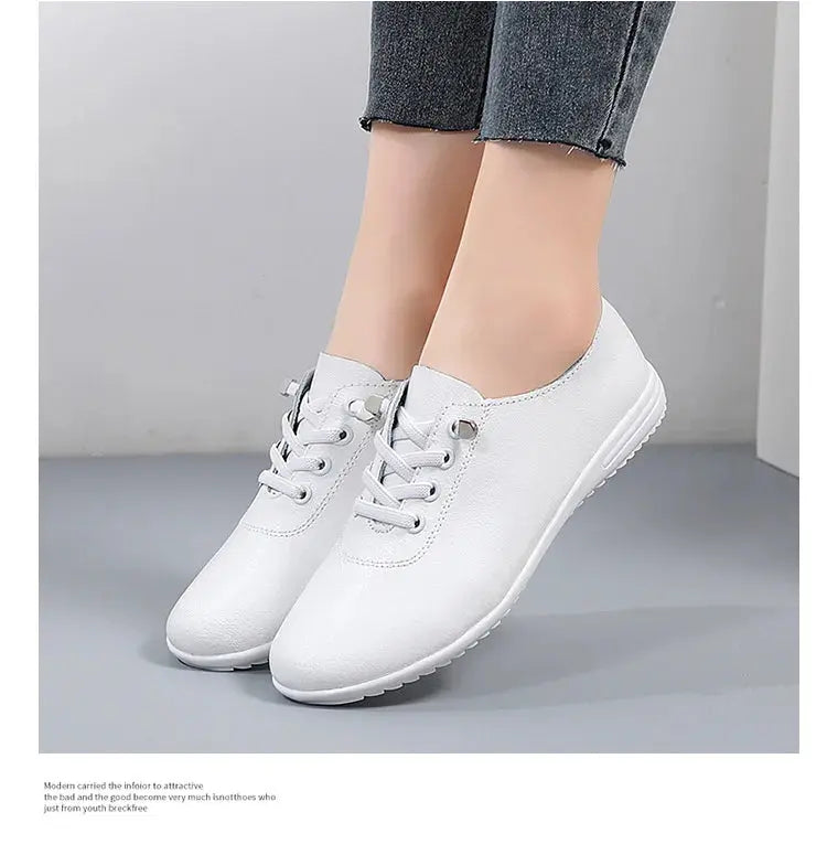 TrenLux Wear Women's Lace-Up Leather Loafers — Soft Moccasin Flat Shoes for Spring & Autumn TrenLux Wear