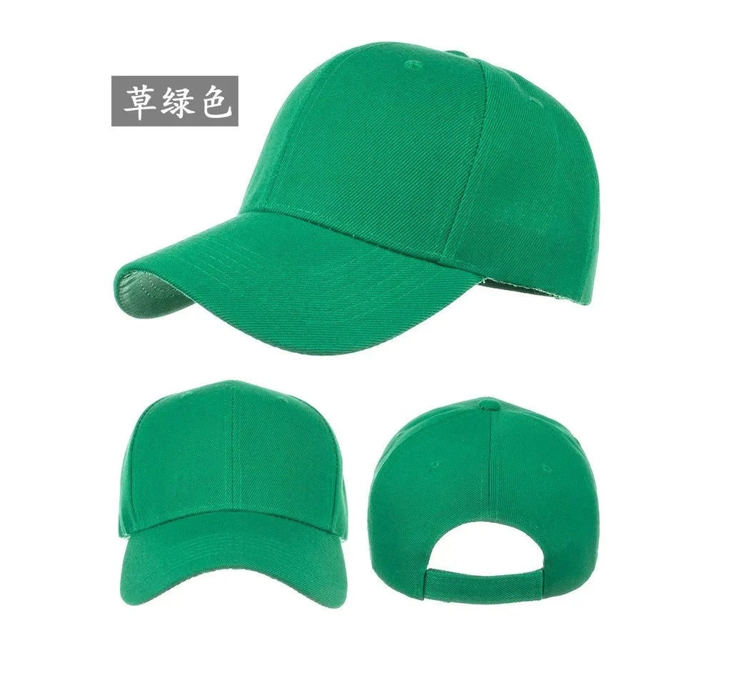 Unisex solid color baseball cap by TrendLux Wear, 5-panel structured hat in various colors, shown in black.