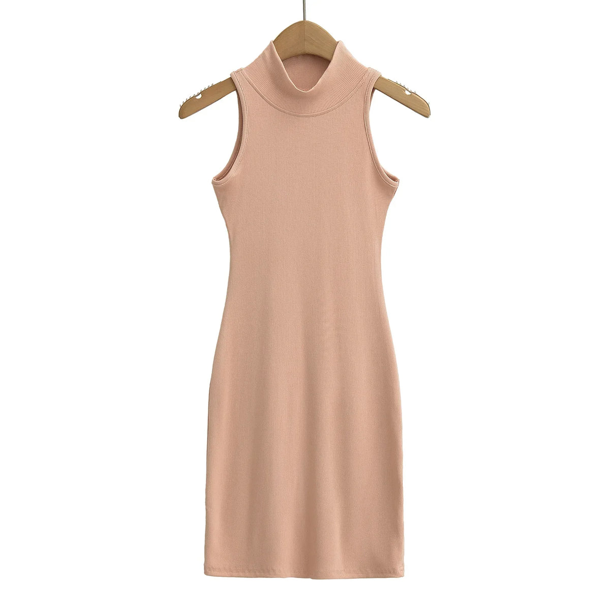 Women's knit turtleneck bodycon ankle-length maxi dress by The Glow Sanctuary, featuring a fitted silhouette and cozy knit fabric.