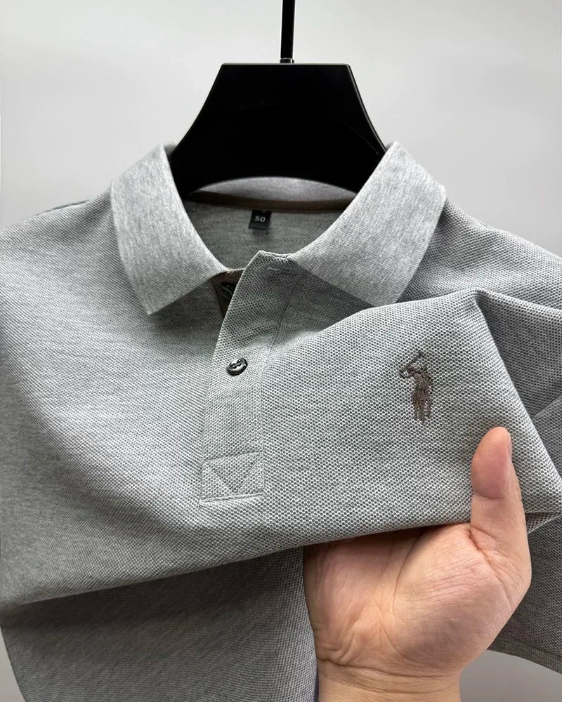 Men's Smart-Casual Embroidered Cotton Polo