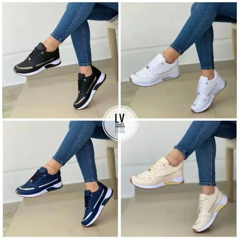 TrenLux Wear Women's Lace-Up Height-Increasing  Casual Sneakers TrenLux Wear