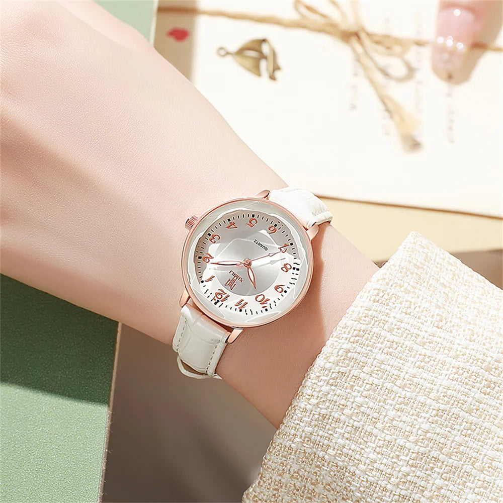 TrenLux Wear Women's Simple Casual Arabic Numeral Leather Strap Business Quartz Wristwatch TrenLux Wear