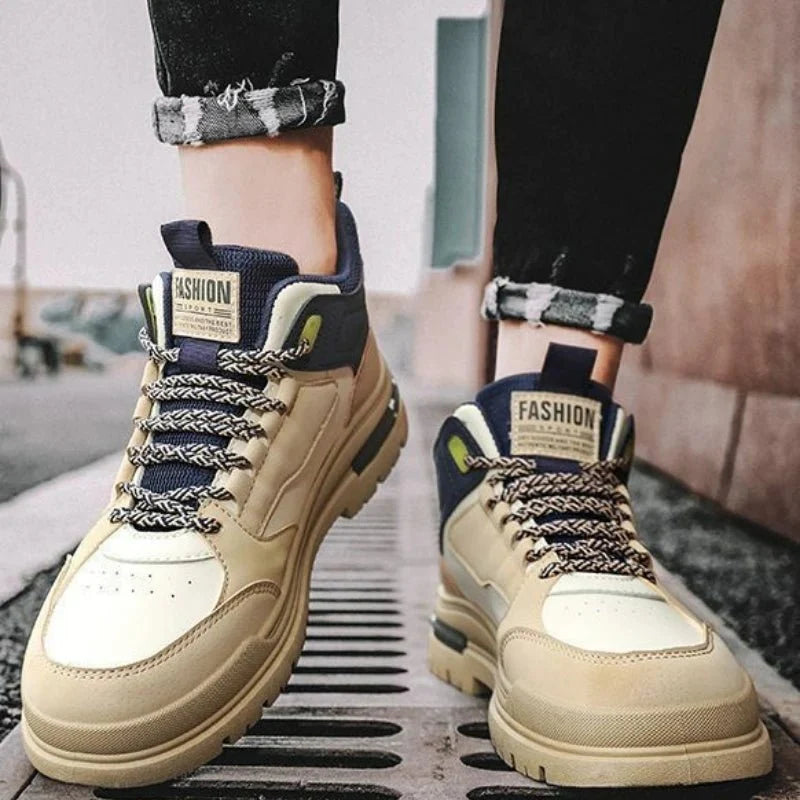 Men's TrendLux Wear high-top street sneakers with non-slip vulcanized soles and ankle support, perfect for casual and urban wear.