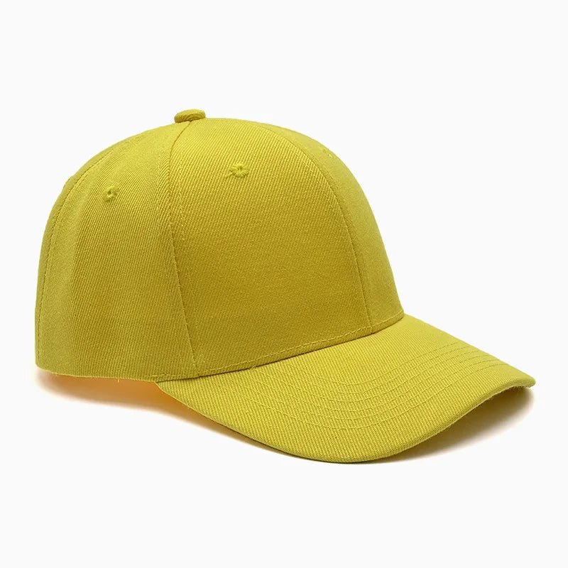 Unisex breathable sun-protective baseball cap with adjustable fit and hard brim, available in 22 colors by TrendLux Wear.