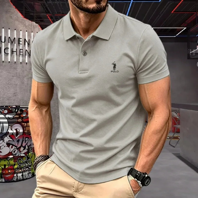 Men's Embroidered Cotton Short-Sleeve Polo