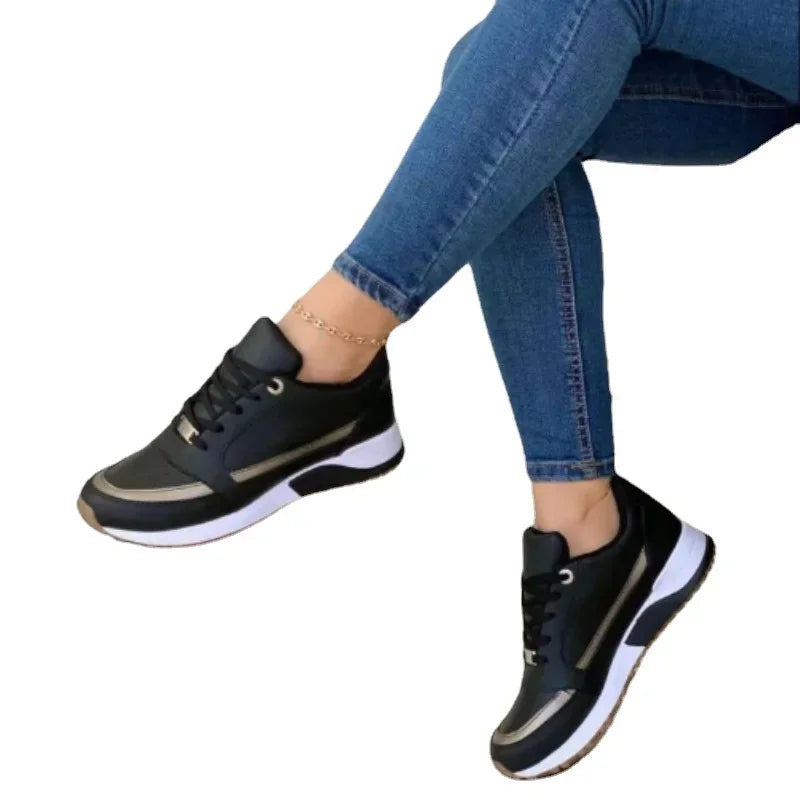 TrenLux Wear Women's Lace-Up Height-Increasing  Casual Sneakers TrenLux Wear