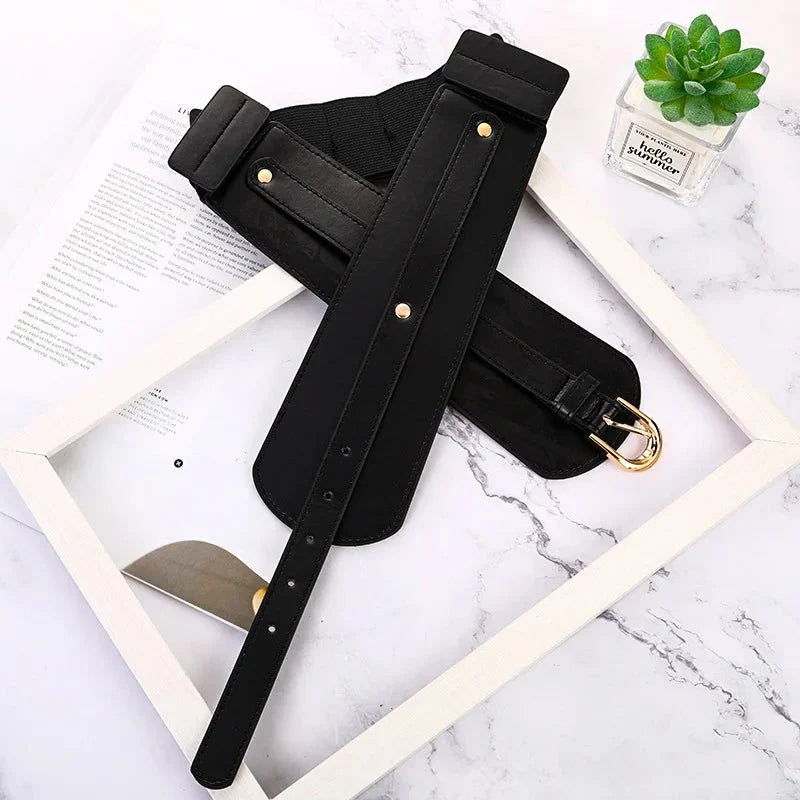 Women's adjustable corset waist belt by TrendLux Wear, featuring a stylish design and secure buckle for a flattering fit.