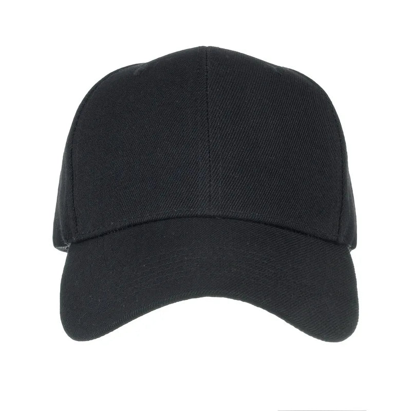 Unisex solid color baseball cap by TrendLux Wear, 5-panel structured hat in various colors, showing front view with curved brim.