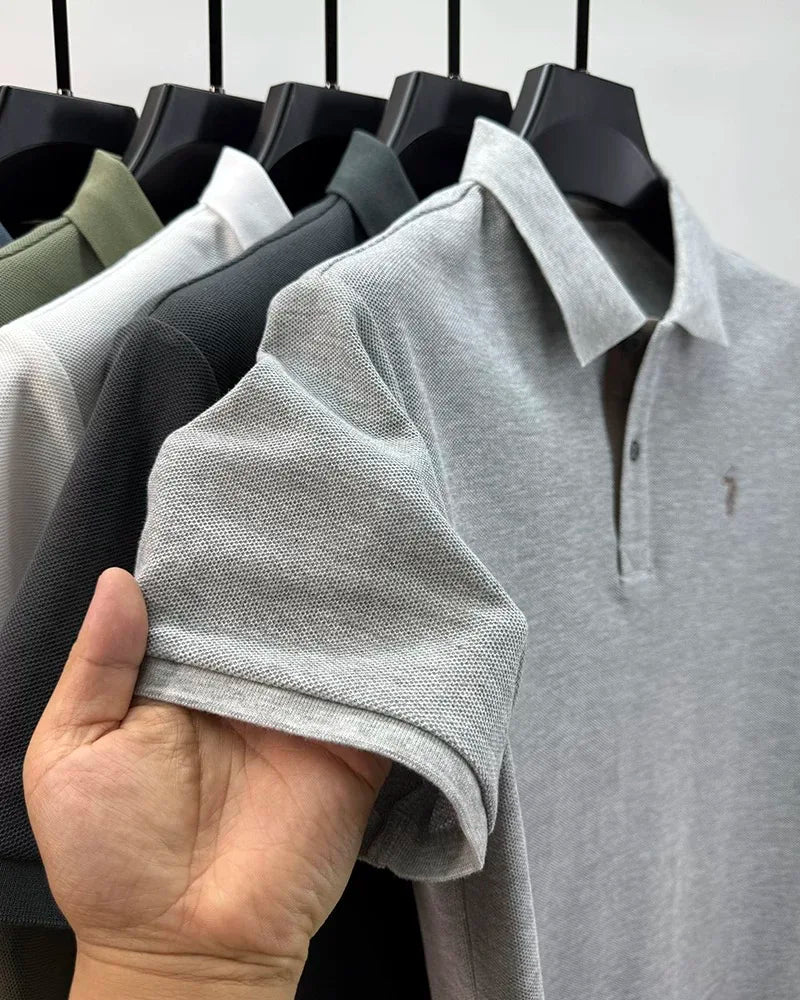 Men's Smart-Casual Embroidered Cotton Polo