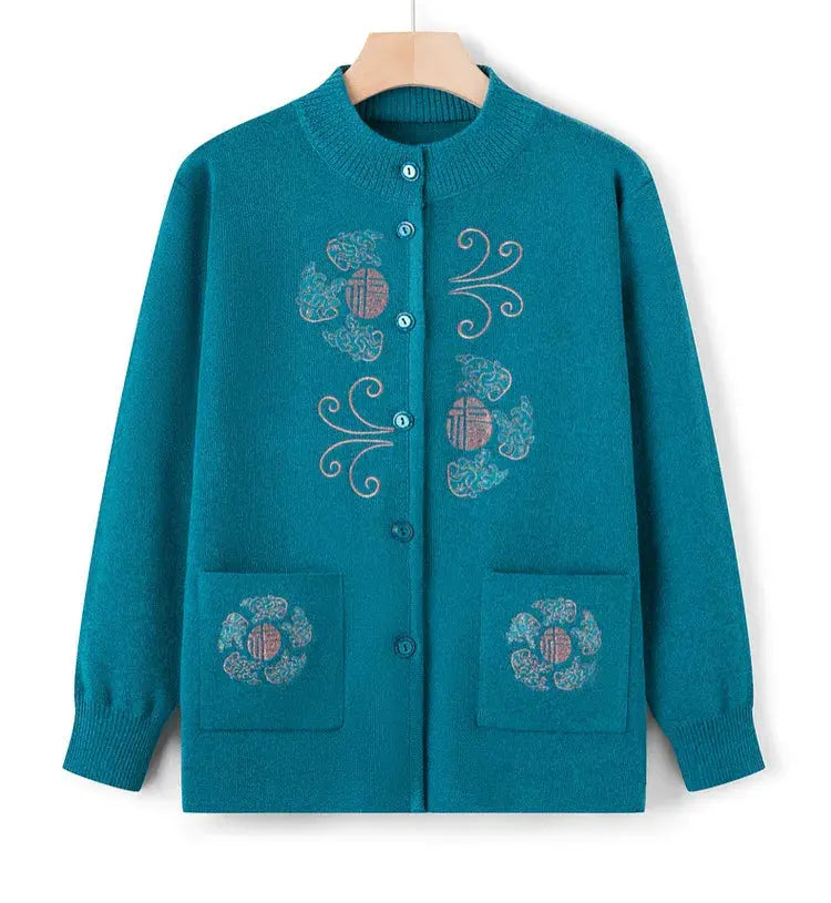 TrenLux Wear Women's Vintage Printed Knit Cardigan Coat — Wool Blend Outerwear, Sizes M–3XL TrenLux Wear