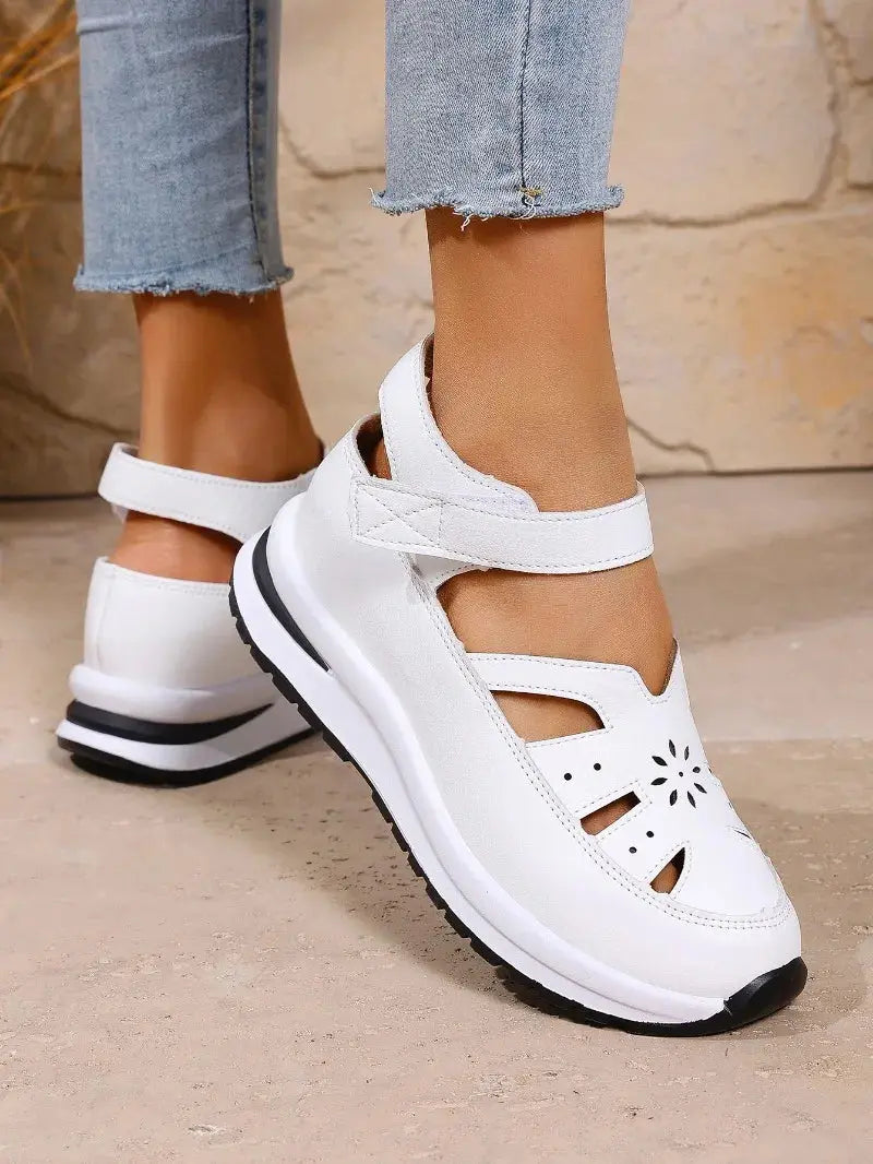TrenLux Wear Women's PU Buckle Strap Closed Toe Wedge Office & Career Sandals TrenLux Wear