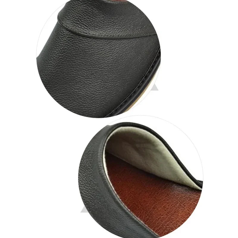 Men's and women's genuine leather indoor slippers by TrendLux Wear, soft flat house shoes in EU sizes 35-44.