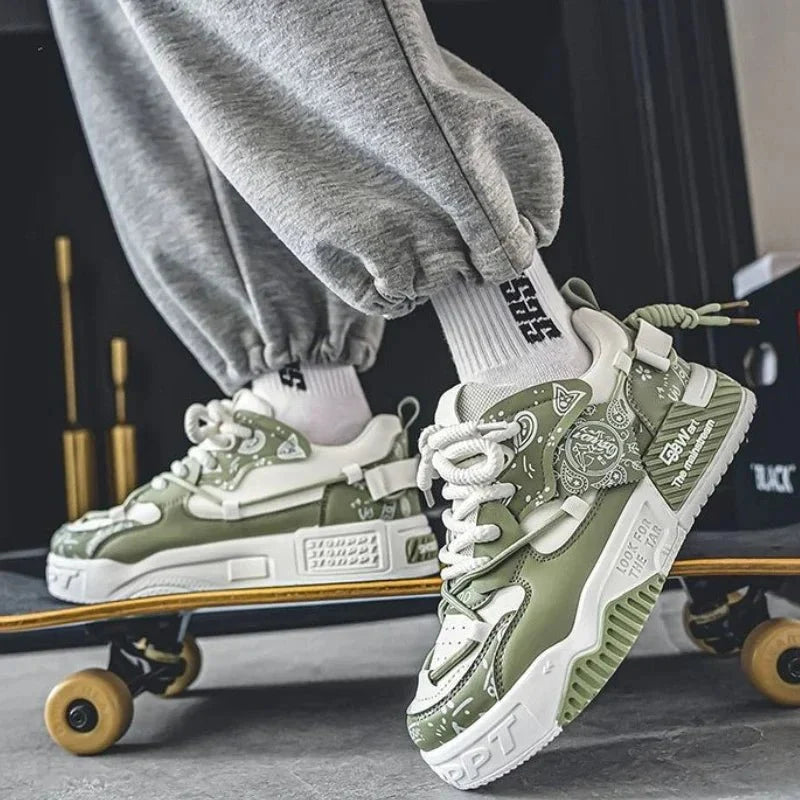 Men's breathable platform sneakers by TrendLux Wear, vulcanized casual walking shoes with a stylish design and comfortable fit.