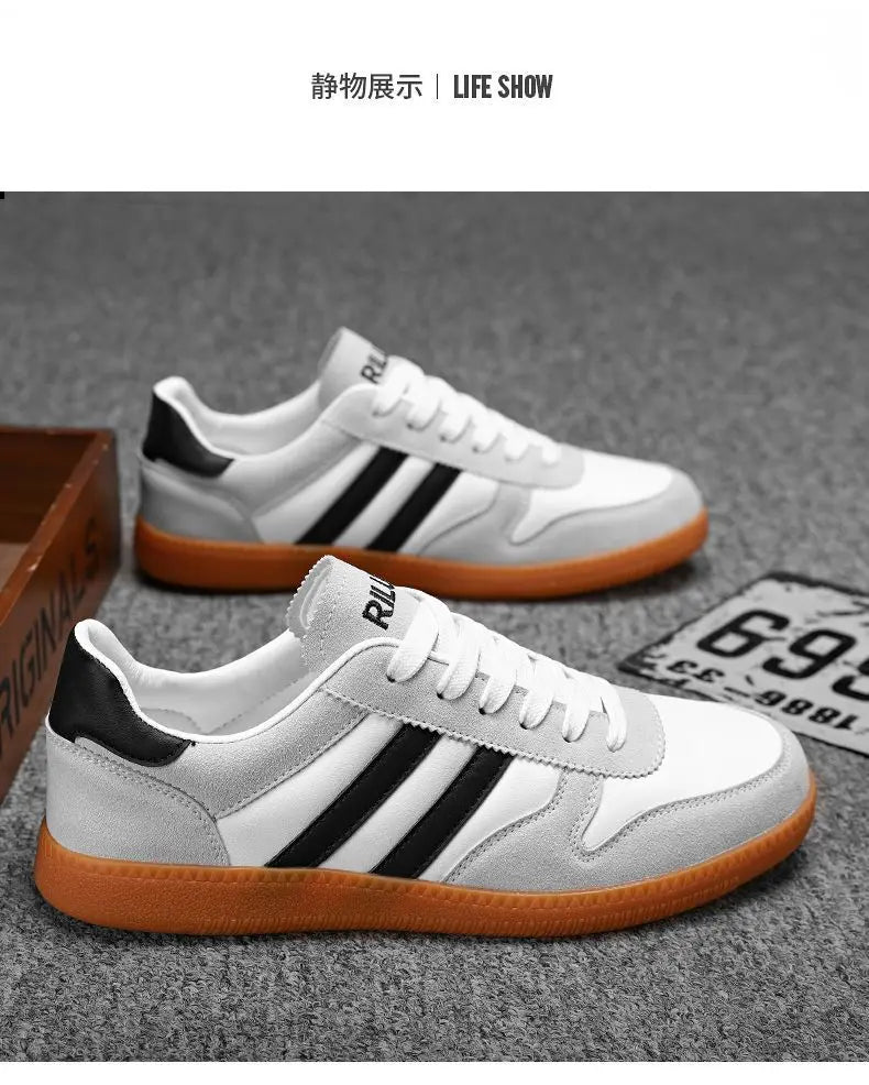 Men's TrendLux Wear thick-sole board sneakers with striped design, casual fashion shoes for everyday wear.