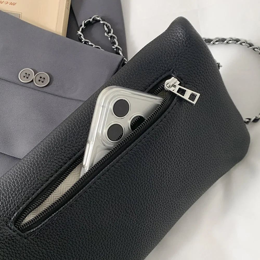 Chain Shoulder PU Leather Flip-Cover Shoulder Bag - TrendLux Wear