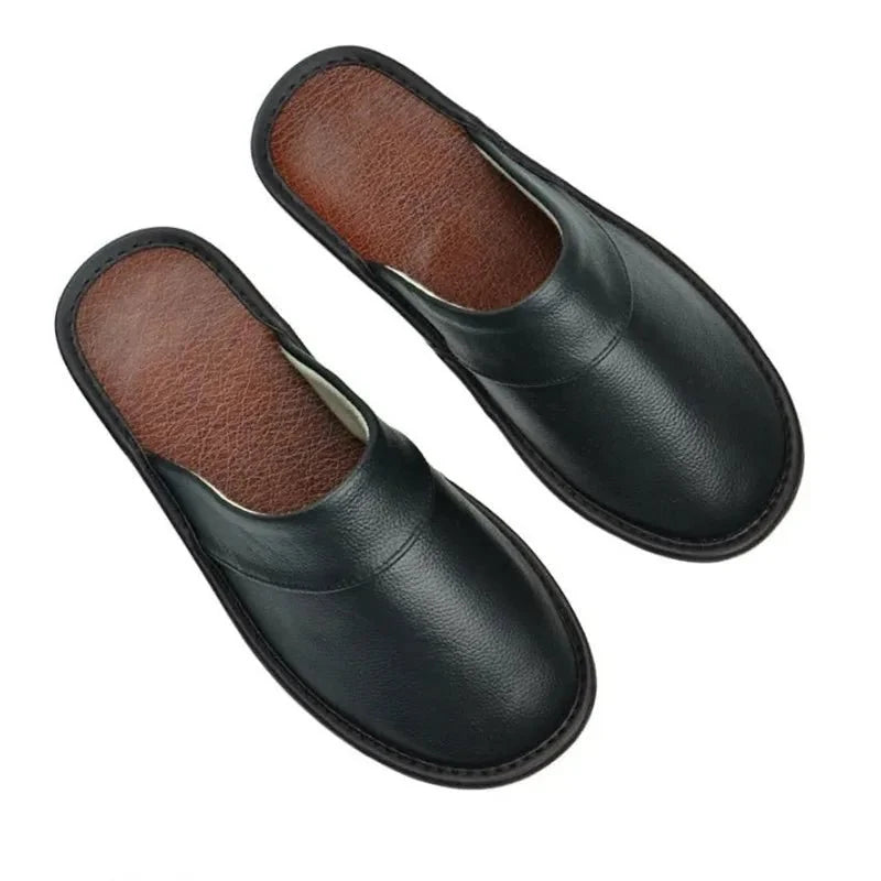 Genuine leather indoor slippers for men and women by TrendLux Wear, soft flat house shoes in EU sizes 35-44.