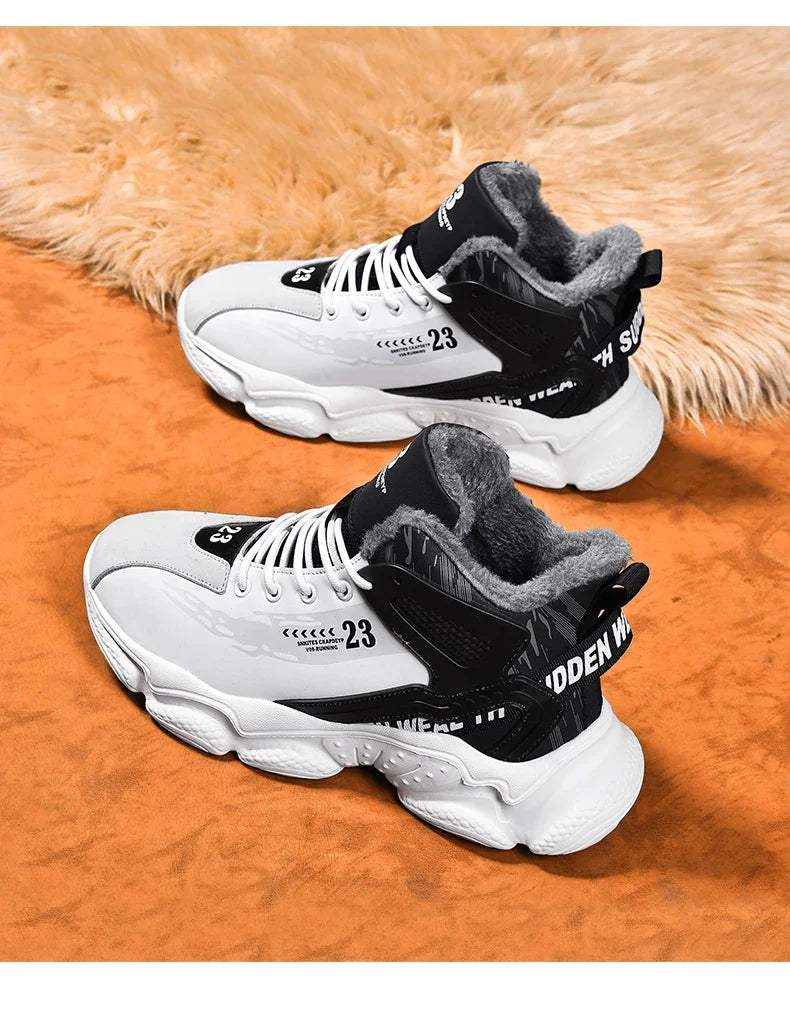 Men's Waterproof Winter Plush Sneaker Boots – Non-Slip Warm Snow Shoes