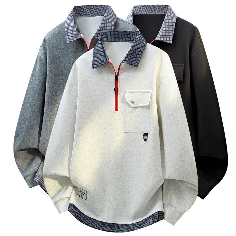 Men's TrendLux Wear quick-dry zip-up hoodie in solid color, casual sweatshirt, available in sizes L to 8XL.