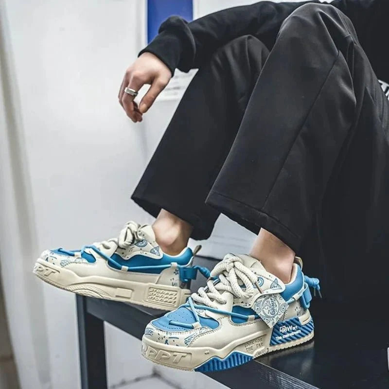 Men's breathable platform sneakers by TrendLux Wear featuring casual vulcanized design and comfortable walking sole.